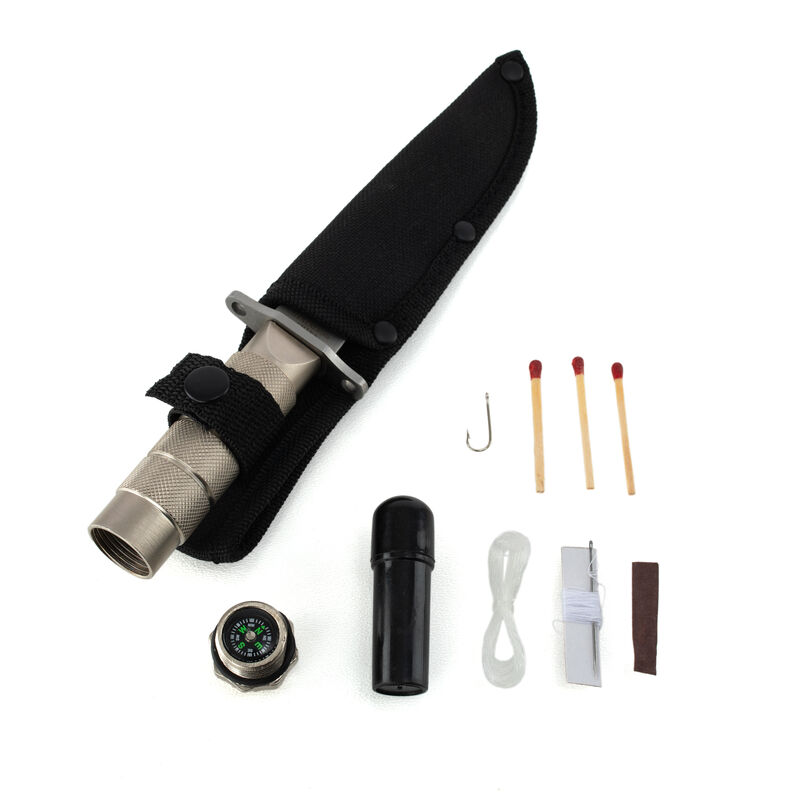 8.5" RTEK Silver Survival Knife with Compass Kit, , large image number 1